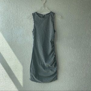 SHORT DRESS WITH RUCHED SIDE PRINT GINGHAM